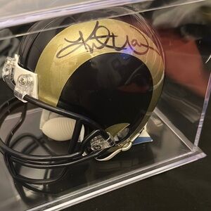 Kurt Warner Signed Rams Mini Helmet - Beckett COA